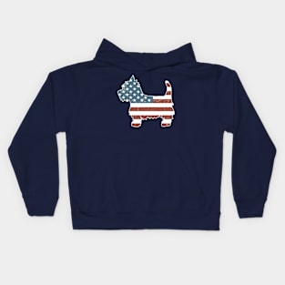 Vintage Patriot Westie Dog Westie Silhouette Kids Hoodie